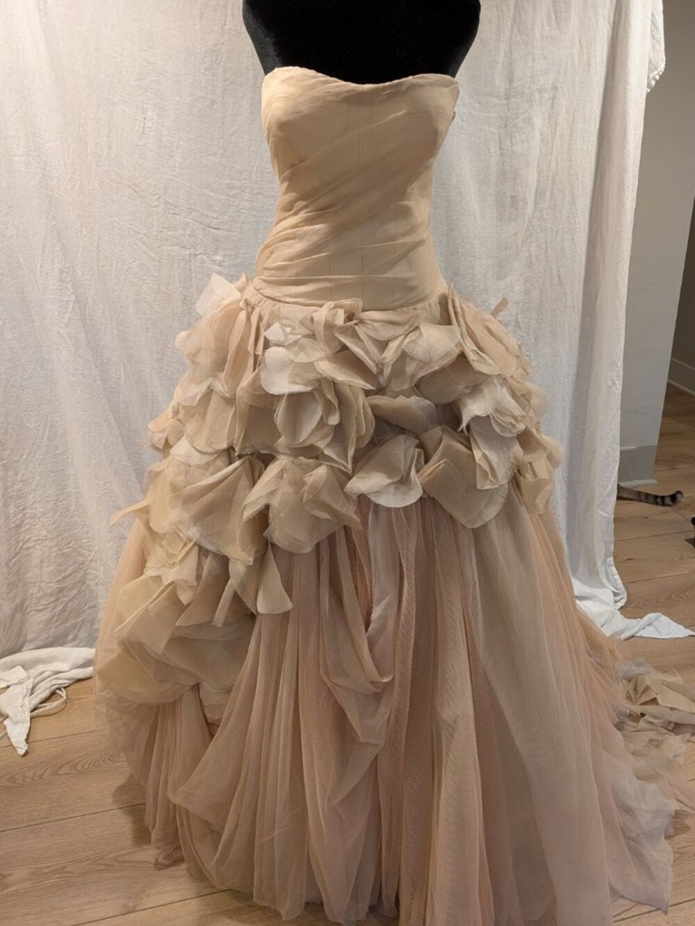 Vera Wang Haley organza petal wedding dress in nude